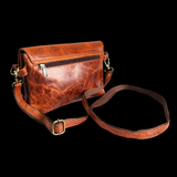 Genuine Leather Rectangle Shoulder Bag - Vintage Brown