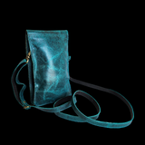 Genuine Leather Shoulder Purse - Aqua