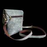 Genuine Leather Shoulder Bag - Light Blue