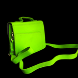 Genuine Large Leather Shoulder Hand Bag - Lime