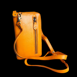 Genuine Leather Shoulder Purse - Orange