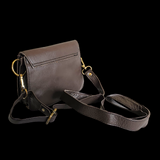 Genuine Leather Small Shoulder Bag - Brown
