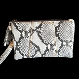 Genuine Leather Snake Print Clutch Purse