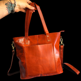 Genuine Large Leather Tote Bag - Brown