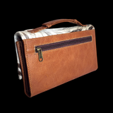 Genuine Leather & Cow Hair Clutch Purse - Brown