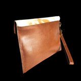 Genuine Leather & Cow Hair Clutch Purse - Brown + Cow Hair