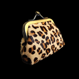 Genuine Leather & Cow Hair Coin Purse - Leopard