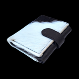 Genuine Leather & Cow Hair Fold Over Purse - Black & White