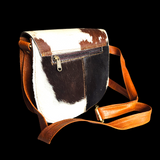 Genuine Leather & Cow Hair Hand Bag - Tan + Hair