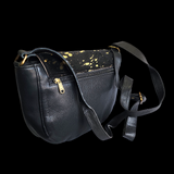 Genuine Leather & Cow Hair Shoulder Handbag - Black & Gold Splash