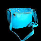 Genuine Leather & Cow Hair Hand Bag - Blue