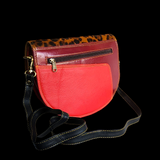 Genuine Leather & Cow Hair Shoulder Handbag - Patchwork Cheetah