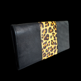 Genuine Leather &Cow Hair Purse - Black Leopard