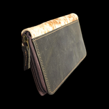 Genuine Leather & Cow Hair Purse - Dark Green & Cow Hair