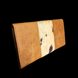 Genuine Leather & Cow Hair Purse - Tan