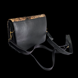 Genuine Leather & Cow Hair Rectangle Shoulder Bag - Black & Hair