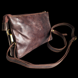 Genuine Leather & Cow Hair Rectangle Shoulder Bag - Brown + Hair