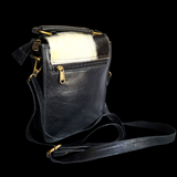 Genuine Leather & Cow Hair Shoulder Bag - Black