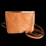 Genuine Leather & Cow Hair Shoulder Bag - Brown + Hair