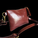 Genuine Leather & Cow Hair Shoulder Bag - Burgundy + Hair