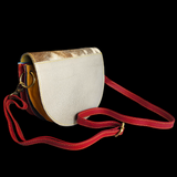 Genuine Leather & Cow Hair Shoulder Bag - Yellow Patchwork