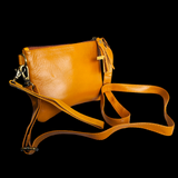 Genuine Leather & Cow Hair Shoulder Handbag - Tan