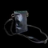 Genuine Leather & Cow Hair Shoulder Phone Bag - Green & Hair
