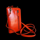 Genuine Leather & Cow Hair Shoulder Purse - Red