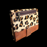 Genuine Leather & Cow Hair Wallet - Brown Leopard