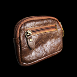 Genuine Leather & Cow Hair Zip Purse / Wallet - Brown