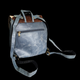 Genuine Leather & Cow Hair Back Pack - Blue & Hair