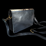 Genuine Leather & Cow Hair Shoulder Bag - Black + Hair