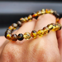 Natural Polished Green Amber Elastic Bracelet