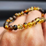 Natural Polished Green Amber Elastic Bracelet