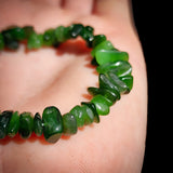 Nephrite Jade / Greenstone Chip Elastic Bracelet
