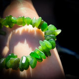 Nephrite Jade / Greenstone Chip Elastic Bracelet