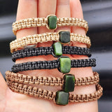 Greenstone Macrame Cube Bracelets