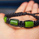 Greenstone Cylinder Macrame Bracelet (BLACK)