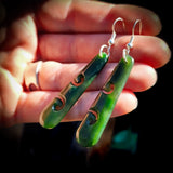 NZ Greenstone Pounamu Round Koru Drop Hanging Earrings
