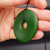 Greenstone Round Spiral Pendant Necklace