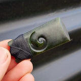 Greenstone Toki Pendant Necklace With Koru Carved Center