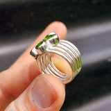 Rustic Solid 925 Sterling Silver & Natural Peridot Handmade Multi Setting Ring