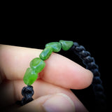 Irregular Shaped Nephrite Jade / Greenstone Macrame Bracelet