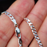 Solid 925 Italian Sterling Silver 3mm Curb Chain Necklace