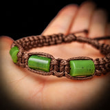 Natural Jade Cylinder Macrame Bracelet (BROWN)