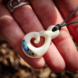 Koru Twist Bone Carving Pendant Necklace - NZ Maori Inspired