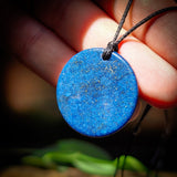 30mm Natural Lapis Lazuli Flat Disk Pendant Necklace