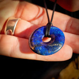 Natural Lapis Lazuli Donut Pendant Necklace