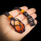 Adjustable Empty Macrame Stone Holder Crystal Pouch Necklace