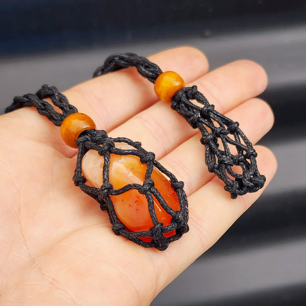 Buy Macrame Crystal Necklace Pouch Cage Necklace Interchangeable Adjustable  Eco-friendly 100% Linen Cord Abrasion Resistance W/O Stones Online in India  - Etsy